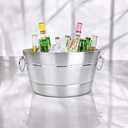 BREKX Stainless Steel Ice Bucket for Parties, Double Wall Insulated Anchored Brushed Drink Tub & Bucket with Double Hinged Handles, Drink Chiller for Parties, 12QT (3 Gallon), 100% Leak Proof