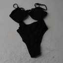 Blooming Jelly Womens One Piece Swimsuit Tummy Control Bathing Suit Sexy Flattering Cheeky High Cut Out Cute Ladies Swimwear (Medium, Black)