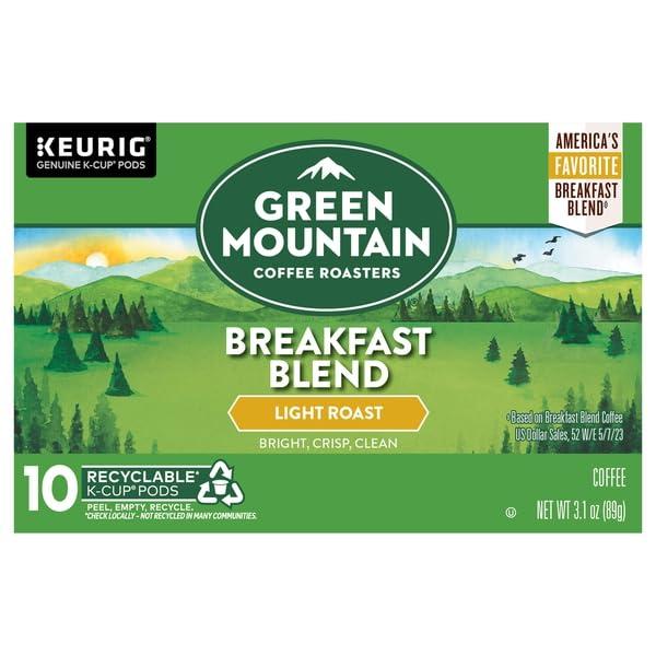 2 x Green Mountain Coffee Roasters, Light Roast, Breakfast Blend, Coffee, K-Cup Pods, 10 Count (EXP 05/11/28)