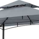 ABCCANOPY Grill Gazebo Canopy Replacement - 5x8 Double Tiered BBQ Canopy Top Cover for #L-GG001PST-F, Outdoor Grill Tent Roof (Gray)