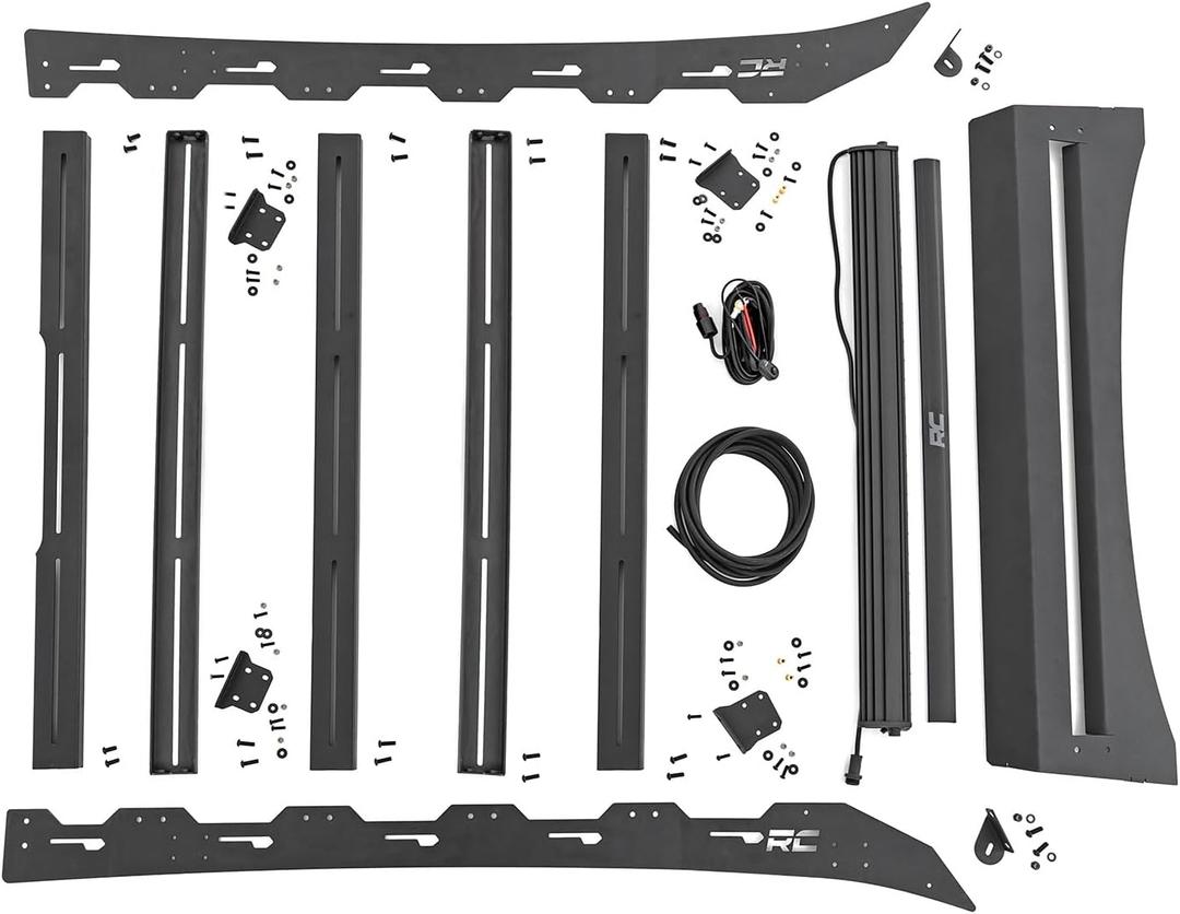 Rough Country Roof Rack System with 40" LED Light Bar for Toyota Tacoma (2005-2023) CrewCab - Easy Bolt-on Install, Includes 40" LED Light Bar