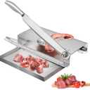 Meat Slicer Bone Cutter 20in，Manual Ribs Chopper for Chicken Fish or Beef，Stainless Steel Frozen Meat Slicer with Food Tray