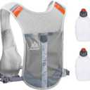 TRIWONDER Hydration Running Vest 5L Lightweight Water Pack for Men Women Hydration Backpack for Trail Race, Hiking, Cycling, Climbing, Camping, Jogging, Marathon (03 Grey - with 2 Water Bottles (250ml))