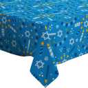 Q-Beans Rectangle Oblong Decorative Tablecloth [Size: 60 x 90 inch], Washable and Reusable Table Cloth Cover for Indoor and Outdoor (Hanukkah Garlands Dreidel)