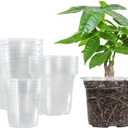 Bonviee 36 Packs 3.5/4/5 Inch Clear Nursery Pots, Transparent Plastic Planter with Drainage Holes, Seed Starting Pot Flower Plant Container -Clear