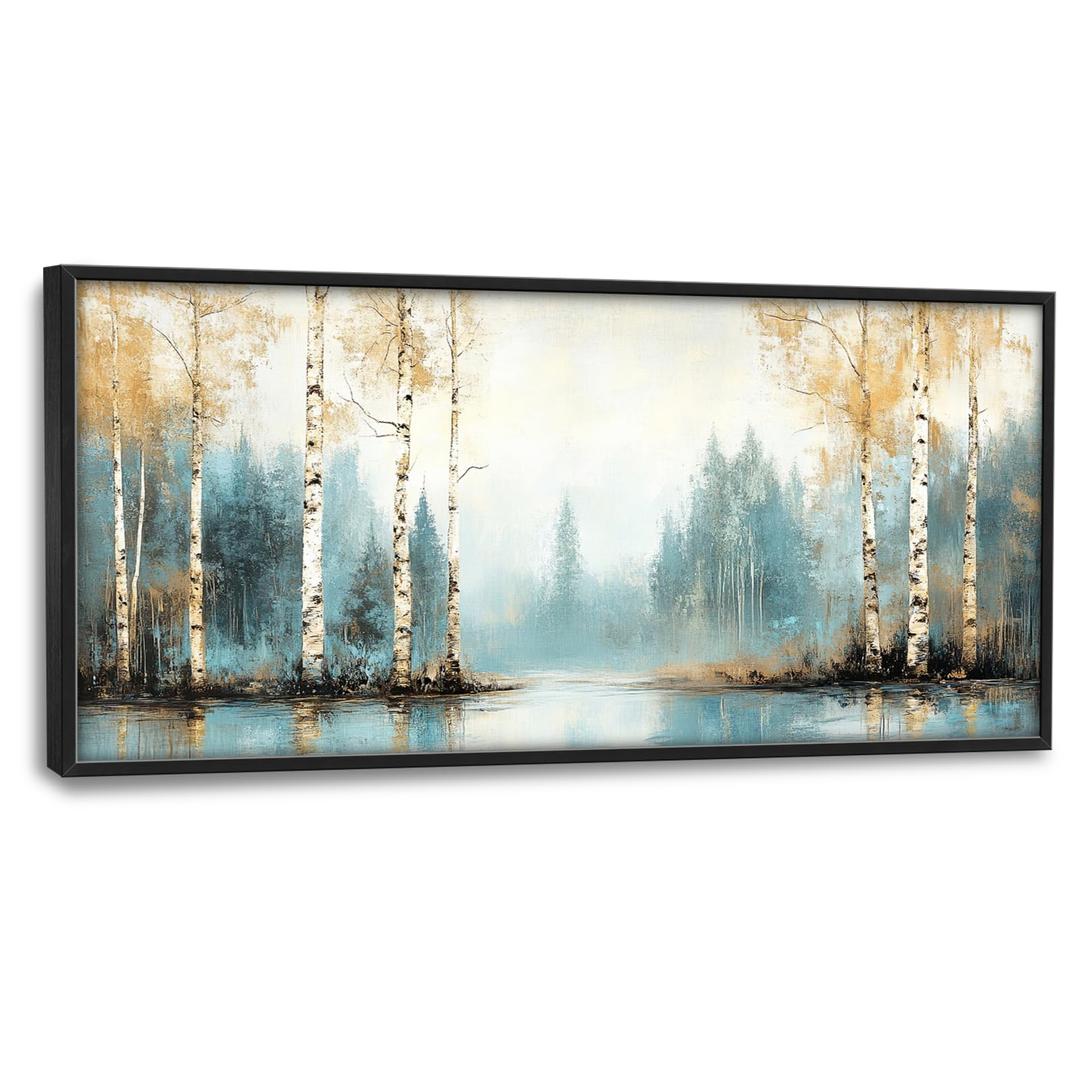 Mecowcm Birch Tree Forest Large Wall Art Landscape Framed Wall Decor Nature Scenery Canvas Pictures Painting for Living Room Bedroom Dining Room 24"x36"
