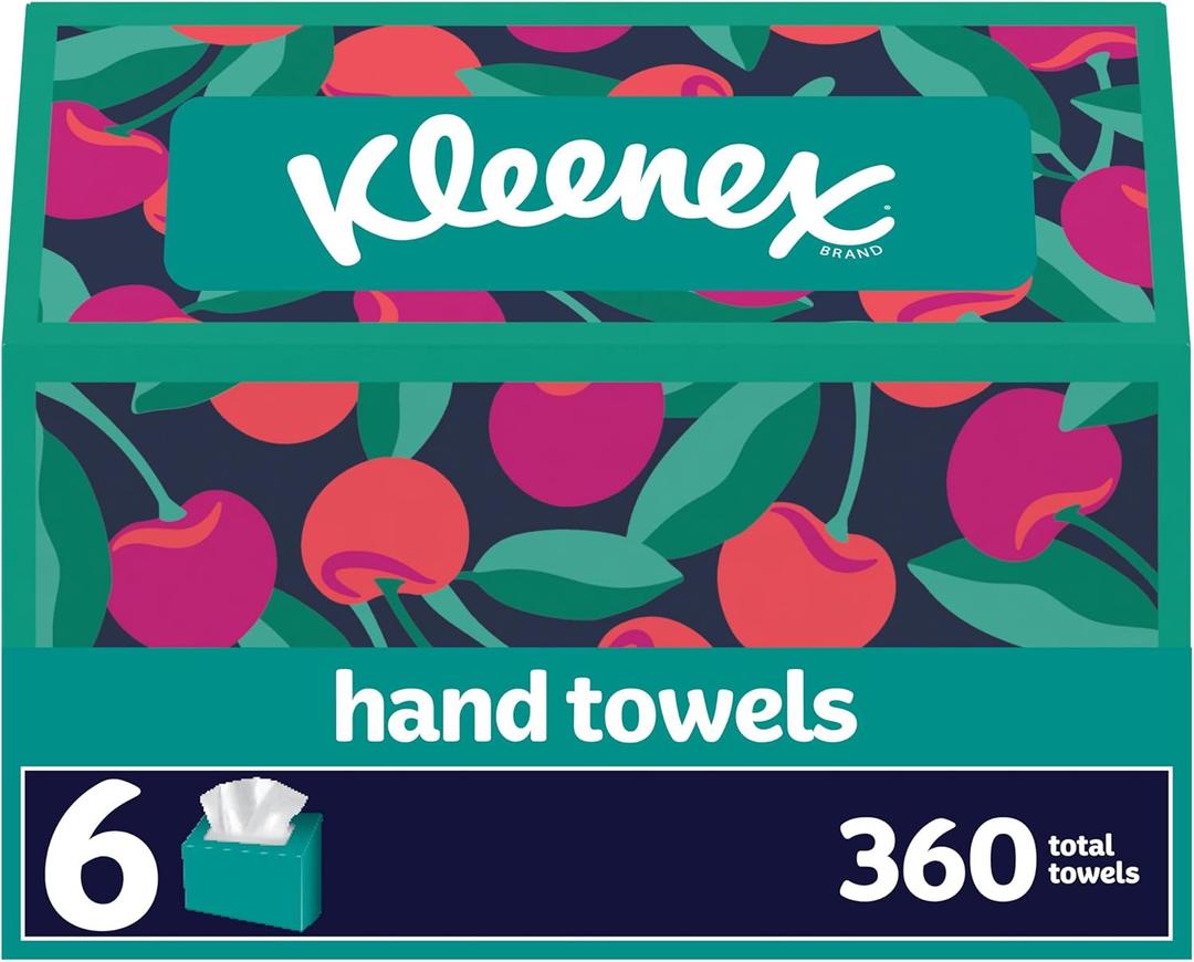Kleenex Disposable Paper Hand Towels, 6 Boxes, 60 Tissues per Box (360 Total Tissues), Packaging May Vary (White)