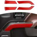 RT-TCZ for Silverado Red Inner Door Handle Panel Trim Cover for Chevy Silverado GMC Sierra 2014-2018 Red Interior Accessories 4pcs (Only for Crew Cab)