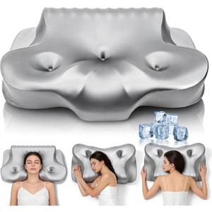 Dayme Orthopedic Memory Foam Pillows Cooling Neck Pillow that Actually Cools,Cervical Support Pillow for Neck Pain Relief,Cervical Pillow for All Sleep Positions,Ergonomic Pillow,Cooling Pillow, Gray