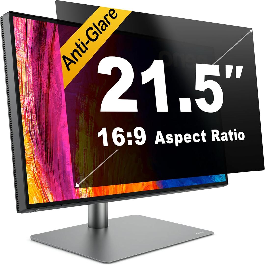 Computer Privacy Screen 21.5 Inch 16:9, 2-Pack - Enhanced Anti-Glare & Blue Light Filter for Comprehensive Eye Care - PET Material - For Desktop Monitors
