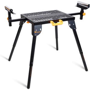 Universal Miter Saw Stand with Grid Tabletop 300 lbs Load Capacity 6-Level Height Adjustment Table Saw Stand WK-MS046 (Black, Yellow)