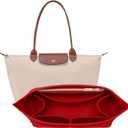 OPPOSHE Purse Organizer Insert for Longchamp Le Pliage, Premium Felt Long Champ Bag Handbag Women, Tote Organizer Insert with 9 Compartments (Medium, Red) (M-10.4 x 5.7 x 7.9in)