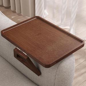 Couch Arm Tray,Bamboo Folding Sofa Tray,Sofa Armrest Tray Clip-On Couch Desk for Drinks,Snacks,Phone,Remote ControlBrown