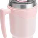 TOURIT 40 oz Tumbler with Handle and Straw, 3 in 1 Sip-All-Way Lid Insulated Tumblers, Reusable Stainless Steel Water Bottle for Keep Cold 34Hs or Hot 10Hs, Gifts for Women Men, Pink