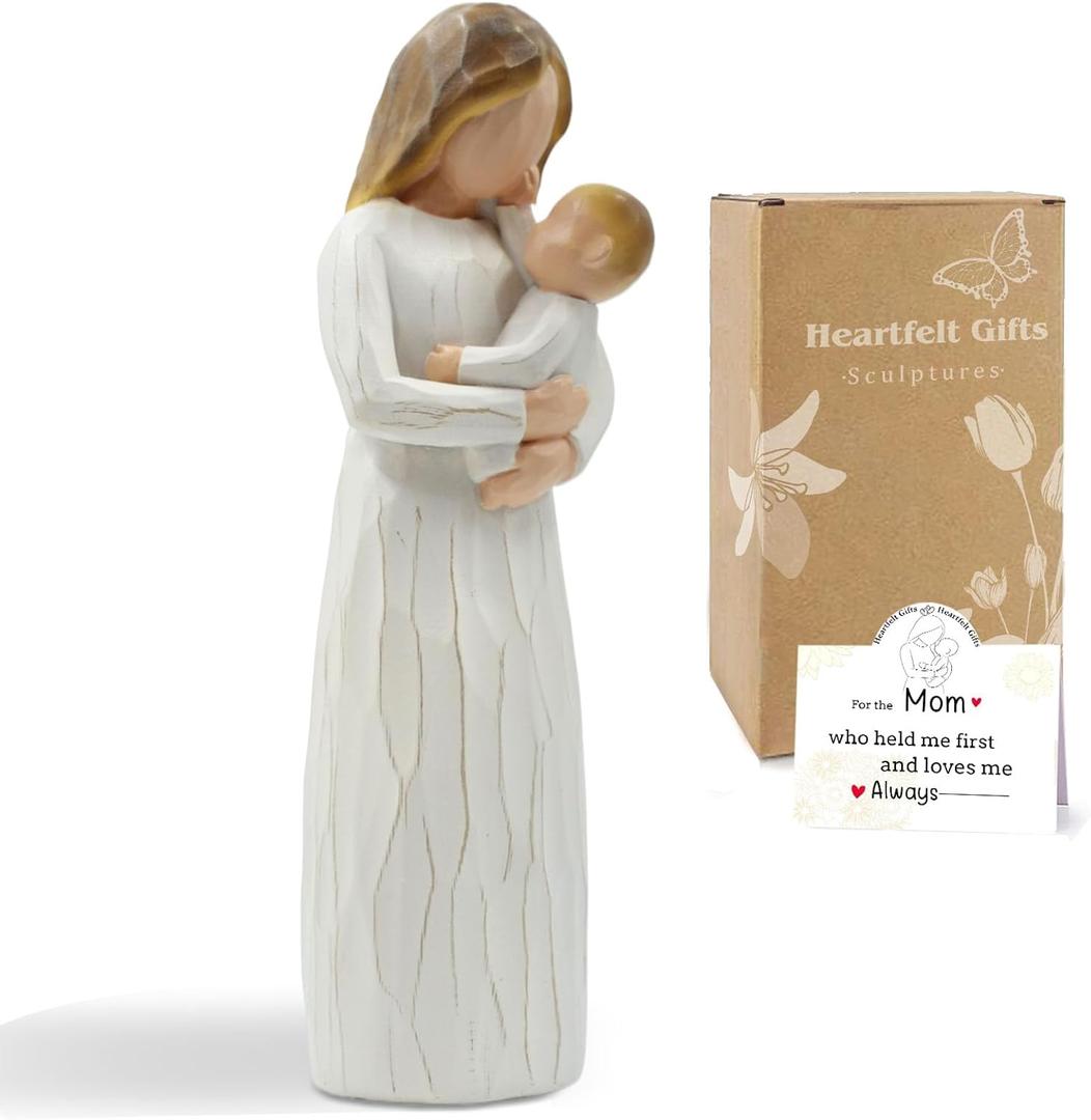 New Mom Birthday Gift for Women, Sculpted Hand-Painted Mom and Baby Child Figures Statues,Thanksgiving/Christmas Mama Gifts Figurine