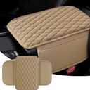 Car Center Console Cover, Upgraded Leather Arm Rest Cover for Car SUV, Car Middle Armrest Console Cover with 2 Storage Bags Scratch Resistant Waterproof Universal Car Accessories (Black)