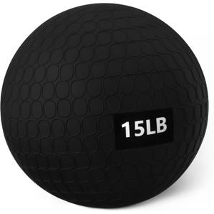  Heavy-Duty Slam Medicine Ball for Exercise, Weighted Design, 15lb, Black