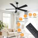 ELEHINSER 54" Ceiling Fan with Light and Remote Control, Modern Dimmable LED Light, 6-Speed Noiseless Reversible DC Motor, 5 Plywood Ceiling Fan for Kitchen Bedroom Living Room Black