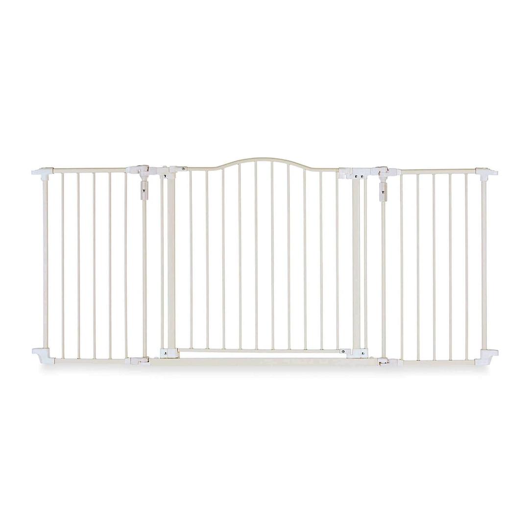 Toddleroo by North States - Deluxe Dcor Safety Gate: Hardware Mounted Extra Wide Metal Baby Gate - Adjustable Child Gate - 38.3 to 72 Inches Wide - 30 Inches Tall - Warm White