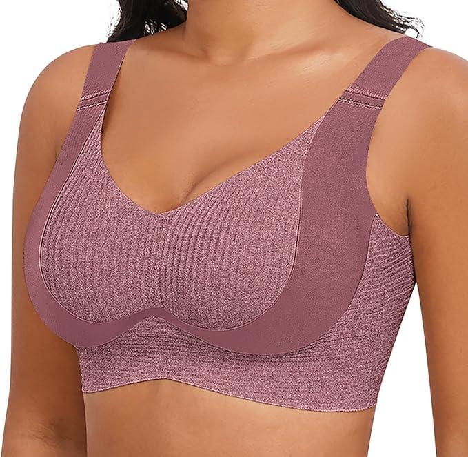 Womens Seamless Wireless Supportive Bras Push Up Comfort Soft No Underwire Full Coverage T-Shirt Bra Plus Size XXL