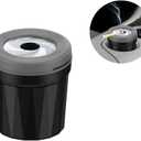 Car Ashtray with Lid, Mini Rotatable Smell Proof Windproof Extinguished Vehicle Cigarette Trash Can, Detachable Smokeless Auto Ashtray for Cup Holder, Universal Fit (Black/Gray)