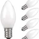 C7 Candelabra Led Light Bulbs, Small Night Light Bulb, 0.6 Watt Equivalent 7W Incandescent, E12 120V Lamp, Warm White 2700K Nightlight Replacement Bulb for Window Candle & Chandeliers, 5 Pack