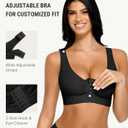FeelinGirl Post Surgery Compression Bra for Women's Front Closure Bra with Adjustable Straps Wirefree (Black, M)