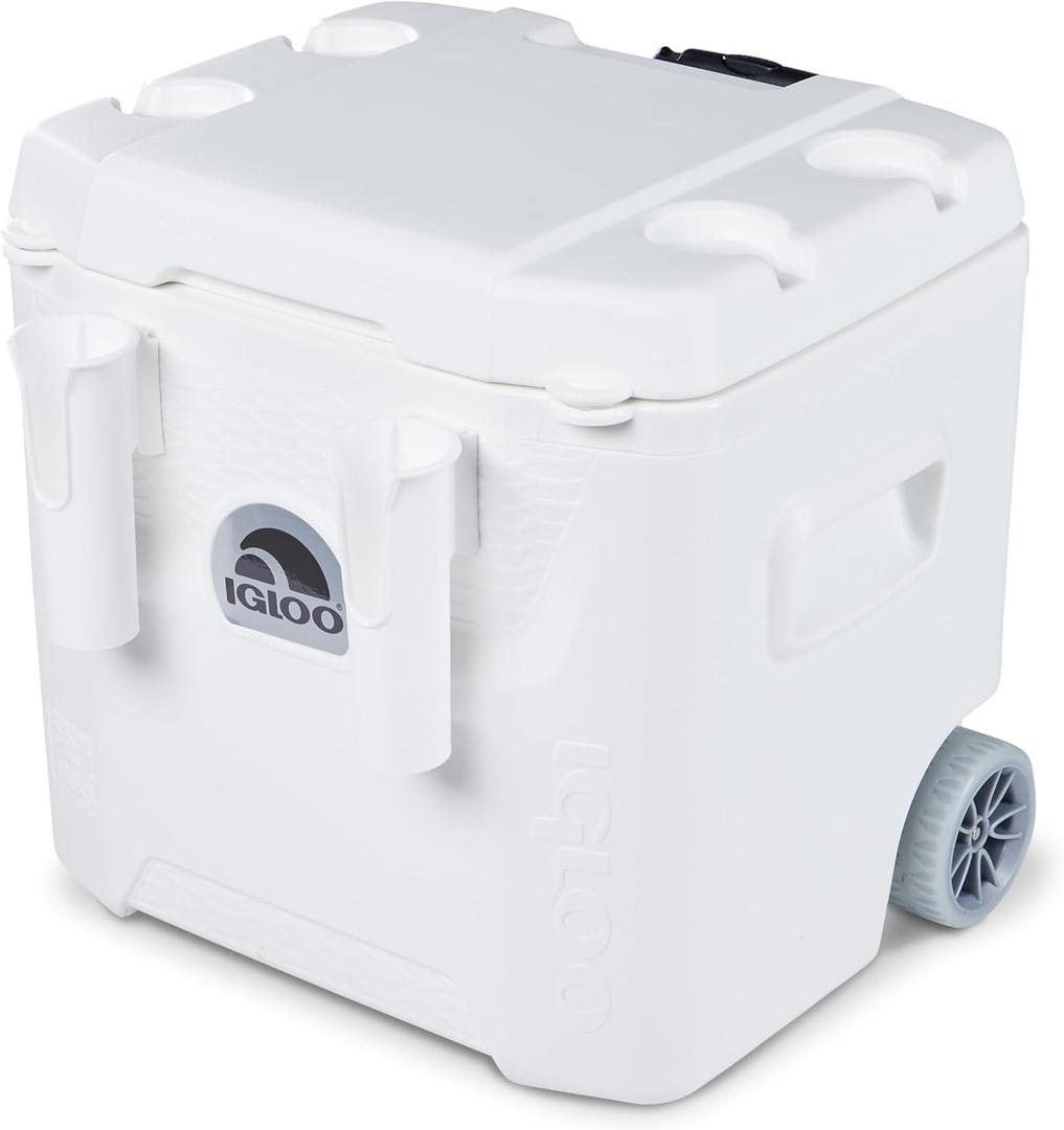 Igloo Marine Cooler | Insulated Hard Shell Ice Chest |Great for Fishing, Camping, Boating, & More (52Qt Roller)