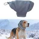 Dog Calming Hoodie with Noise Canceling Ear Muffs - No Shake Ear Wrap for Anxiety Relief, Fireworks & Thunder, Grooming & Force Drying, Head Cover for Hematoma Prevention, Comfort Fit, Grey (Medium)