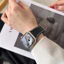 Genuine Leather Bands Compatible with Apple Watch Band Series 10 9 8 7 6 5 4 3 2 1 Ultra SE 49mm 46mm 45mm 41mm 44mm 40mm 42mm 38mm Women Men Top Calfskin for iWatch Wristband Replacement Strap (Black-Black Pin Buckle)