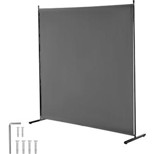 VEVOR Room Divider, Single Panel Room Divider, 6FT Privacy Screen Indoor, Partition Divider for Room Separation, Freestanding Room Divider Panel for Office, Bedroom, Grey
