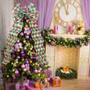 47 Inch Mardi Gras Wreath Bow Large Mardi Gras Bow Decor Gold Purple Green Glitter Ribbon Tree Topper New Orleans Ornament for Carnival Party Wreath Indoor Outdoor Home