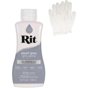 Rit Dye – Liquid Fabric Dye for Crafting, Clothing, and Décor – 8 oz. Bottle – Pearl Gray (Gloves Included)