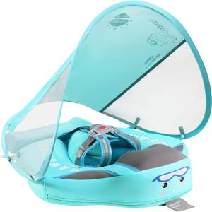 Baby Floats for Pool with Canopy Removable Sun Protection Canopy Mambobaby Float Non Inflatable Upgrade Add Tail Avoid Flip Waterproof Skin-Friendly Infant Swim Float 3-24 Months, Medium