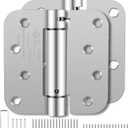 Self Closing Door Hinges 4 Inch, Spring Loaded Adjustable Tension Hinges for Garage/Front/Back Doors - UL Listed Brushed Nickel Hinges, Left/Right Hand Door Hardware with 5/8" Radius Corners (2 Pack)