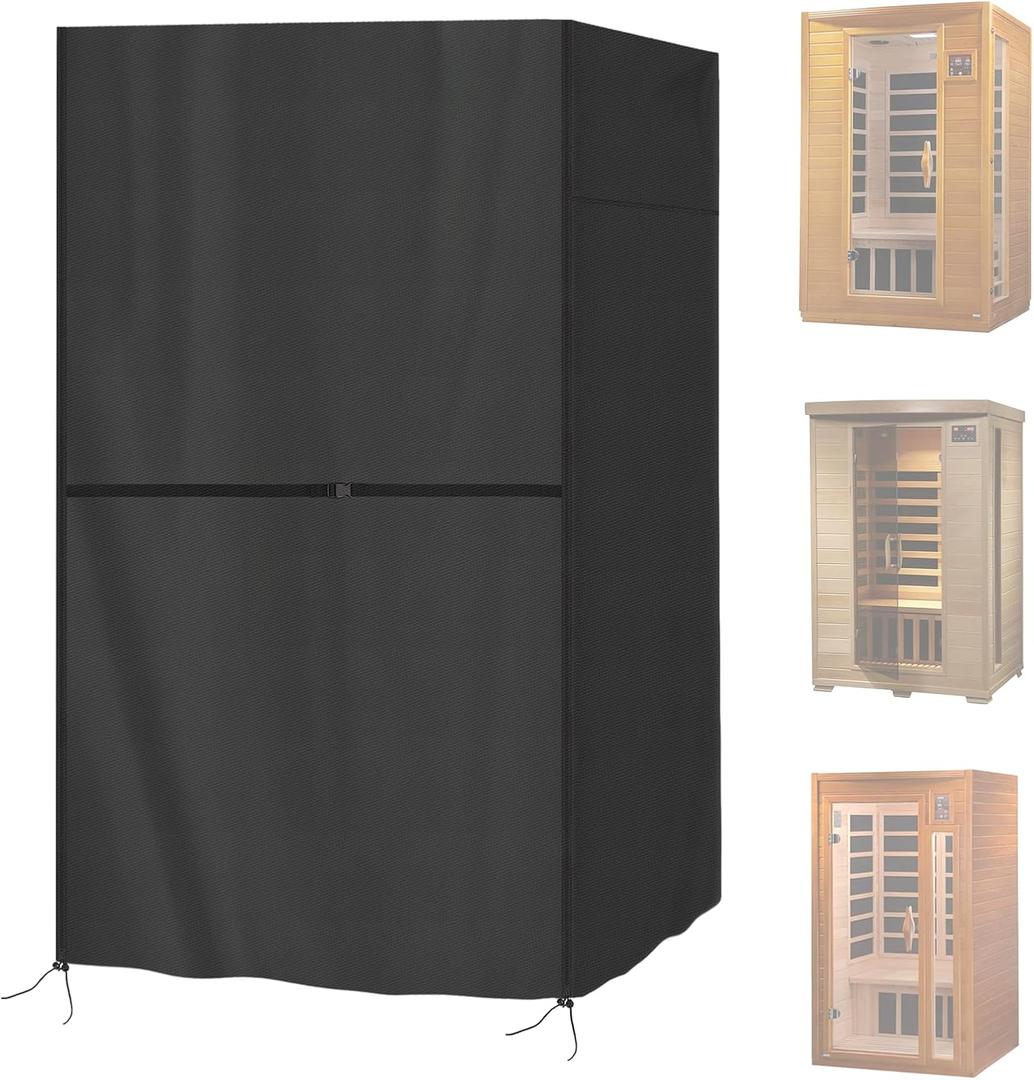 Outdoor 1-Person Sauna Cover, Heavy Duty Waterproof Sauna Cover for Wood Infrared Home Saunas Room,(Black) (38"L x43"W x76"H)