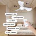 30 Inch Flush Mount Ceiling Fan with Light - Small Ceiling Fan with Light for Bedroom/Kids Room/Small Room - Low Profile Design - Indoor/Outdoor Use - 3 Blades White