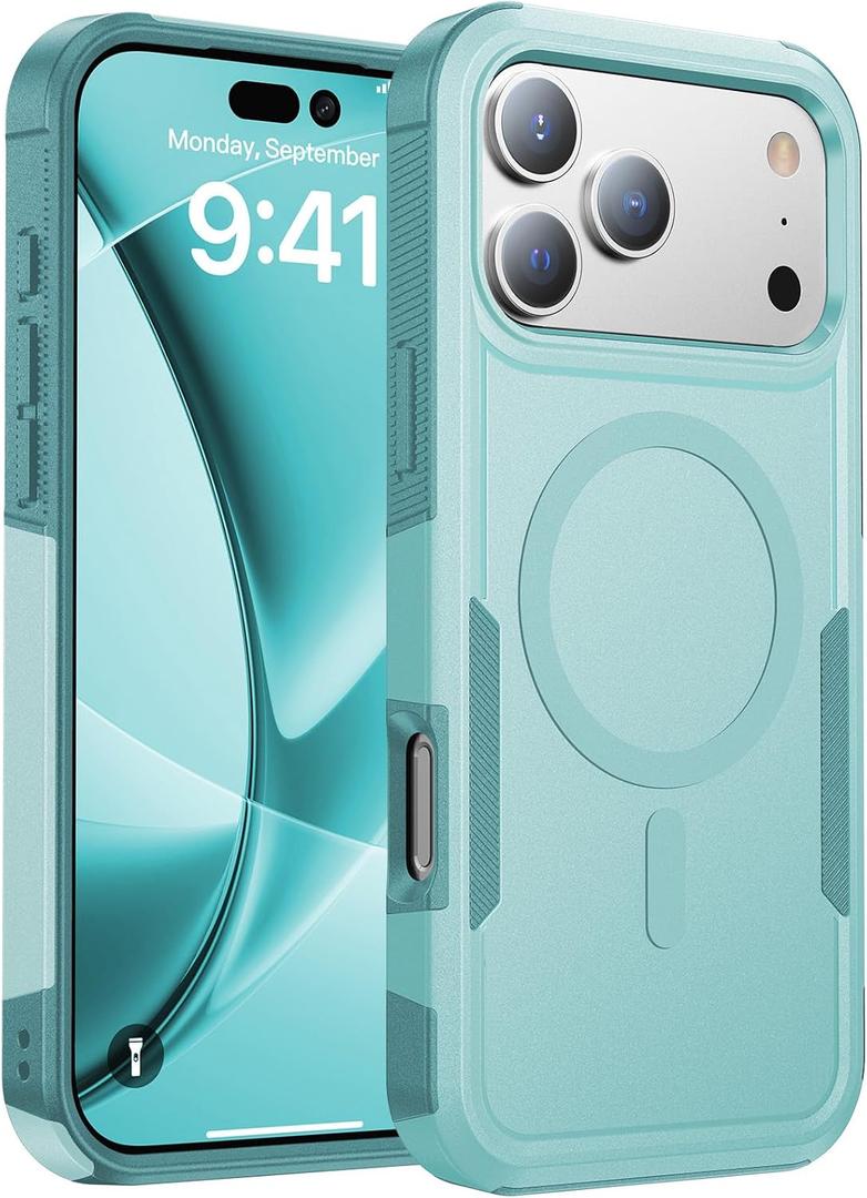 Magnetic for iPhone 17 Pro Case Military-Grade Shockproof, Rugged Phone Case, Heavy Duty Protection [Compatible with MagSafe] Anti-Fingerprint Cover for iPhone 17Pro Case 6.3", Mintgreen