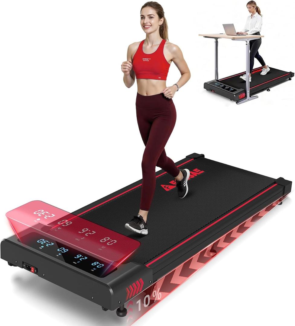 Walking Pad with Incline, FOUSAE 6.2MPH Walking Pad Under Desk Treadmill with 10% Incline, Full Screen LED Display, 2.75HP Brushless Drive, 12 HIIT Programs, Remote Control, 350 LBS Capacity