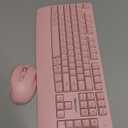 MEETION Wireless Keyboard and Mouse, FullSized Cordless Keyboard with Wrist Rest, 3 DPI Adjustable Mouse, Keyboard and Mouse Set with 2.4GHz USB Receiver, for PC/Computer/Laptop/Windows/Mac, Pink