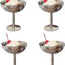 Ice Cream Bowl, 7 Oz Stainless Steel Footed Dessert Cups Ice Cream Cup Small Cute Sundae Bowl for Dessert, Sundae, Pudding, Salad, Snack, Cocktail, Condiment, Trifle (4, Tall)