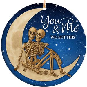 2025 Christmas Ornament  Skull Couple We Got This Christmas Ornament  Gothic Love Holiday Decoration, Romantic Couple Ornament Gift for Partners and Spouses