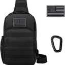 Valinov Tactical Shoulder Bag,Molle Shoulder Backpacks,Military Sling Daypack Backpack with USB Charging port (1 Pack Black)