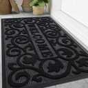 Smiry Front Door Mat Outside Entrance, Low Profile Rubber Doormat, 47x23