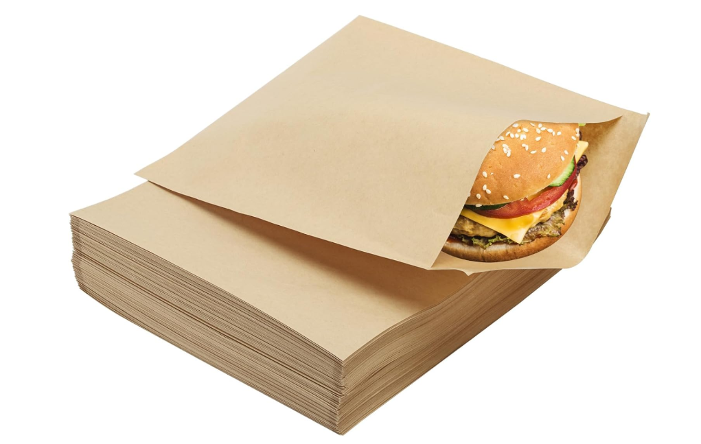 200 Pcs Paper Sandwich Bags 7.9 x 8.6 Inch Greaseproof Wax-lined Brown Lunch Bag Bakery Bags for Cookies Sandwich Snacks Popcorn Doughnut
