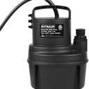 EXTRAUP 1/6 HP 1370GPH Portable Submersible Utility Pump Low Suction Electric Clean Pool Cover Basement Flood Drainage Water Transfer Pump Black
