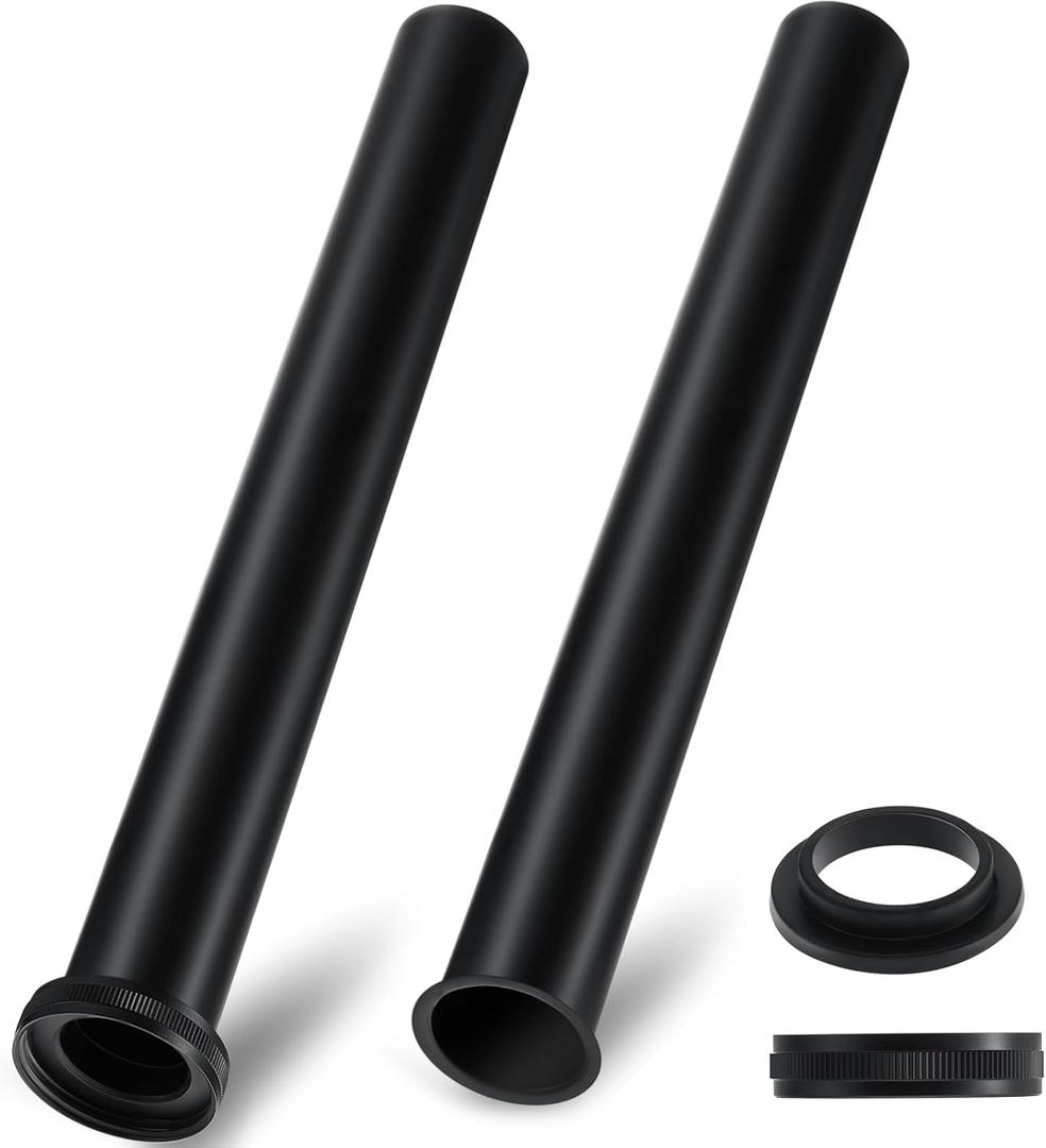 Tandefio 2 Pcs Flanged Sink Tailpiece 1-1/4" OD x 12" Brass Extension Tube for Trap Inlet Waste Sink Pipe Drain Connections, Black