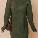 Dokotoo Womens Sweater Dresses 2025 Trendy Casual Crew Neck Long Sleeve Textured Pullover Knit Dress (Green, L)