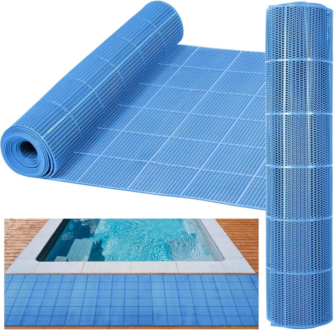 Drainage Pool Flooring Mats PVC Splash Matting Non Slip Swimming Pool Mat Mesh Hollow Door Mat Roll for Outdoor Indoor Garage Restaurant Sauna SPA Heavy Duty Commercial Anti Slip Floor Mat (3*10 ft)
