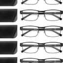 JOLISU 5PCS Reading Glasses Men - Blue Light Blocking Computer Metal Thin Frame Readers For Mens/Women 1.50